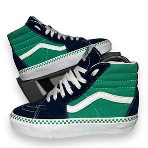 Vans Sk8-Hi Skate Shoes Navy Suede / Aqua Canvas / White Women's 5‎